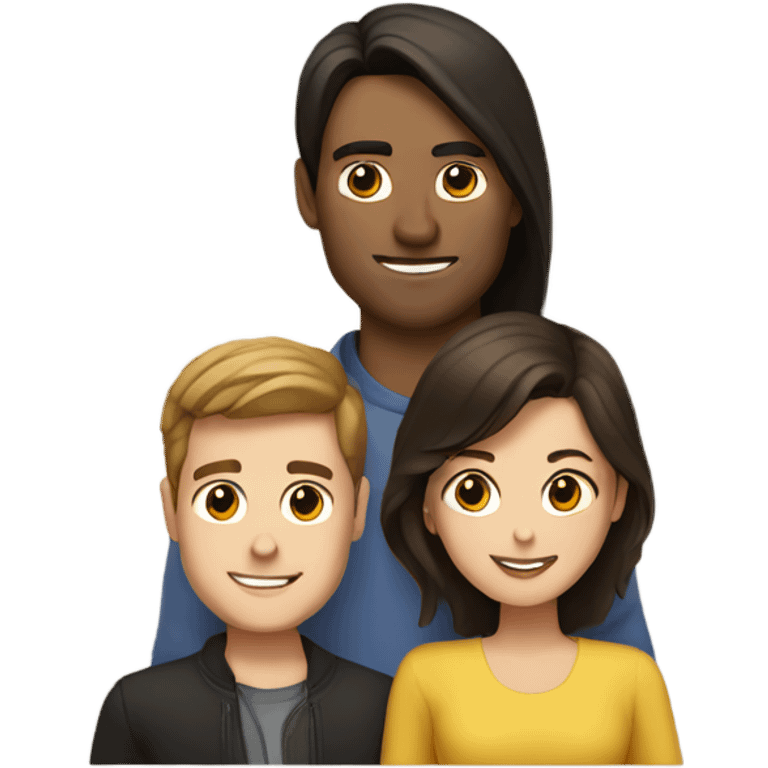 Couple with brunette guy and girl emoji