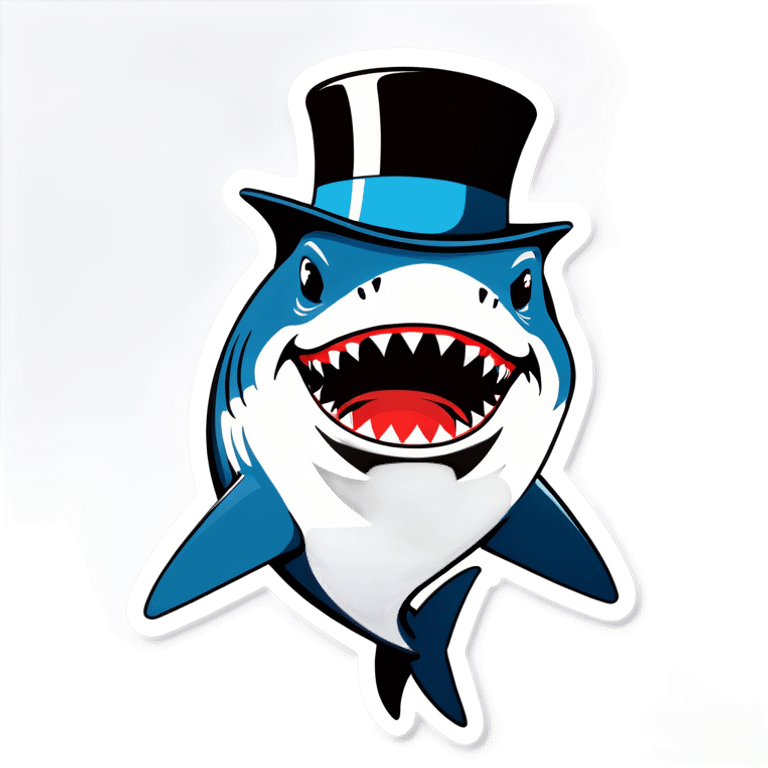 Shark with a top hat emoji