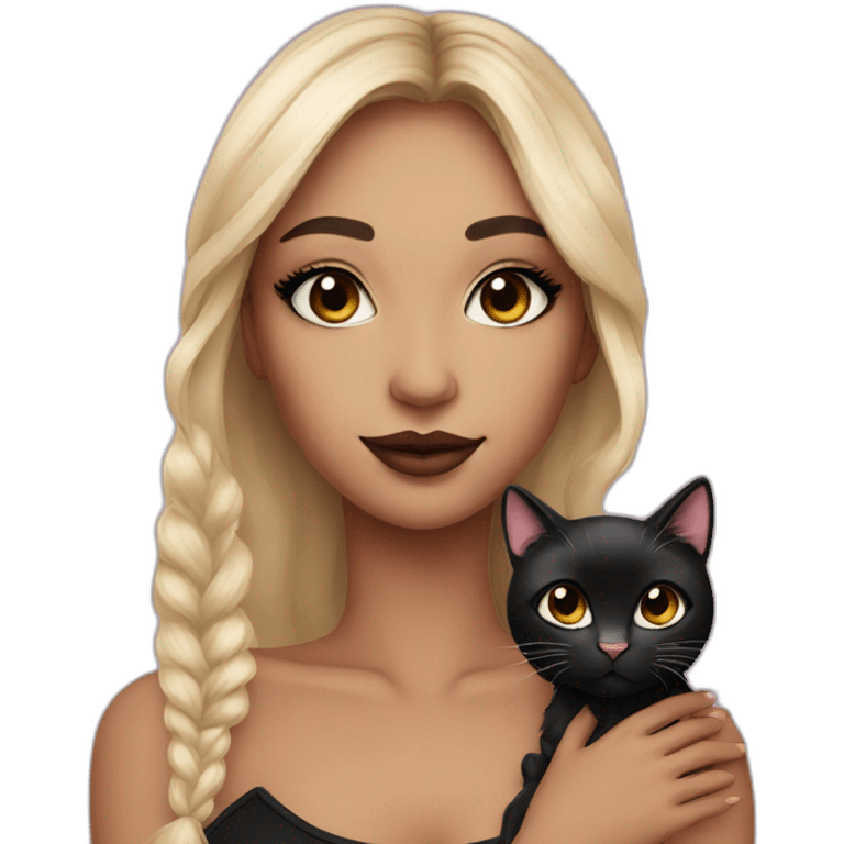 pretty girl makeup with black cat emoji