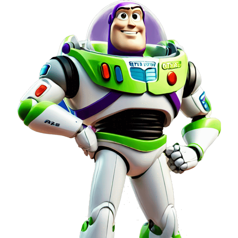 Buzz lightyear pointing in distance surrveying emoji