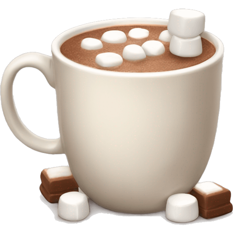 Light beige mug of hot chocolate with marshmallows  emoji