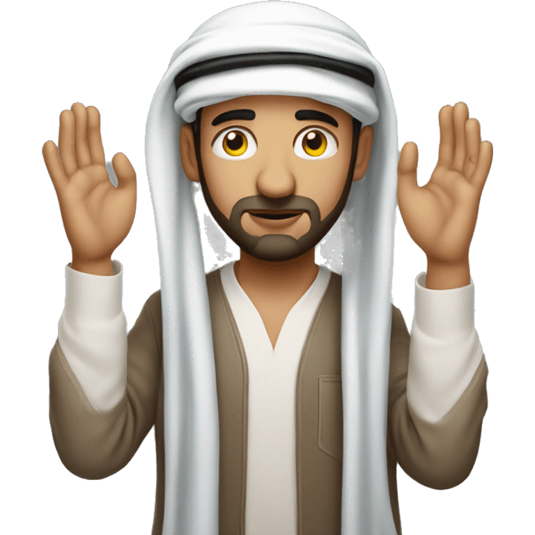 Arab holding his head with his hands photorealistic serious emoji