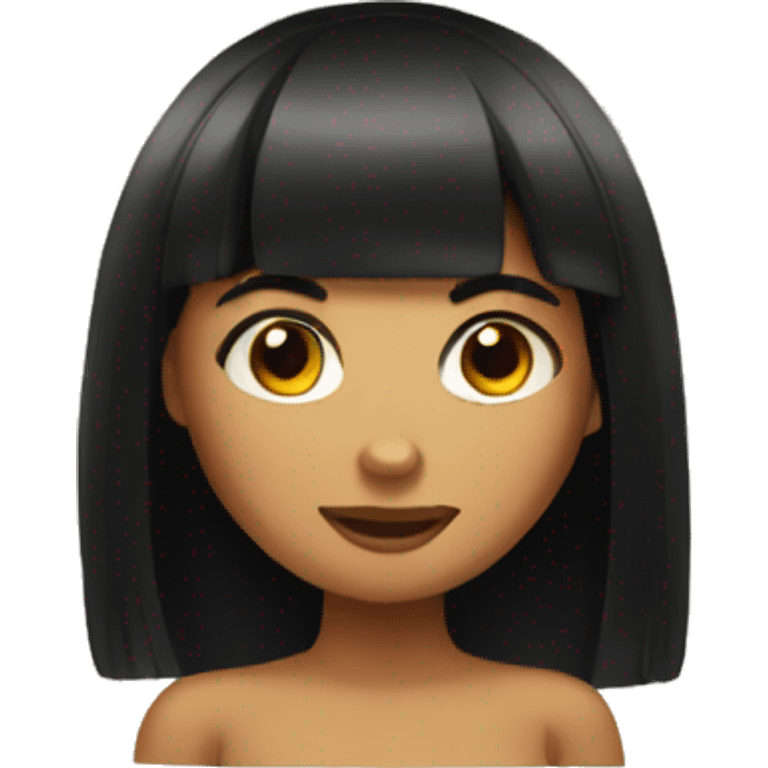 tanned girl with black hair and a fringe emoji