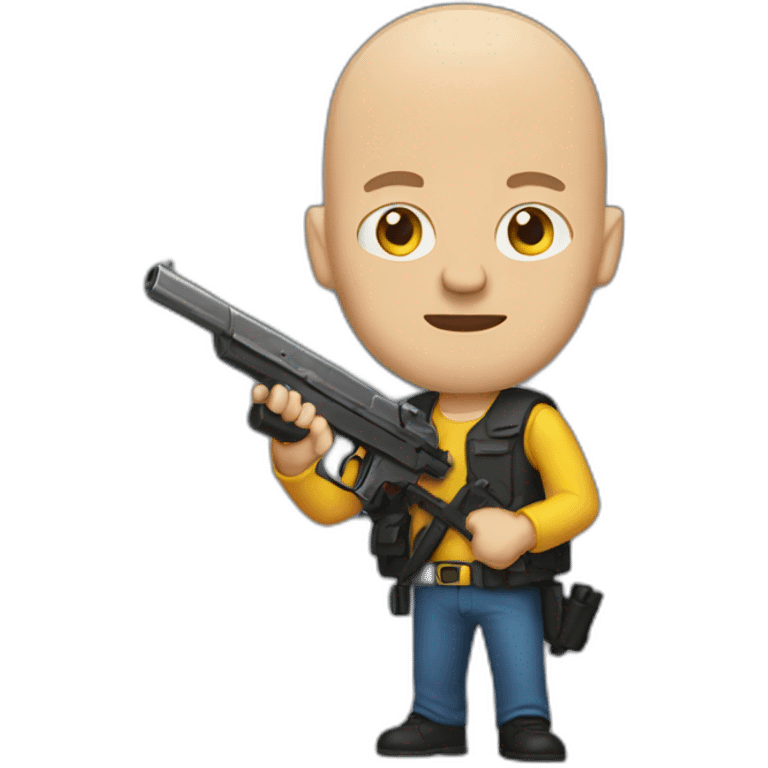 bald man holding gun emoji