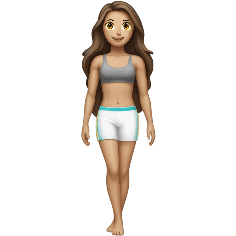 beach body woman caucasian long brown hair emoji