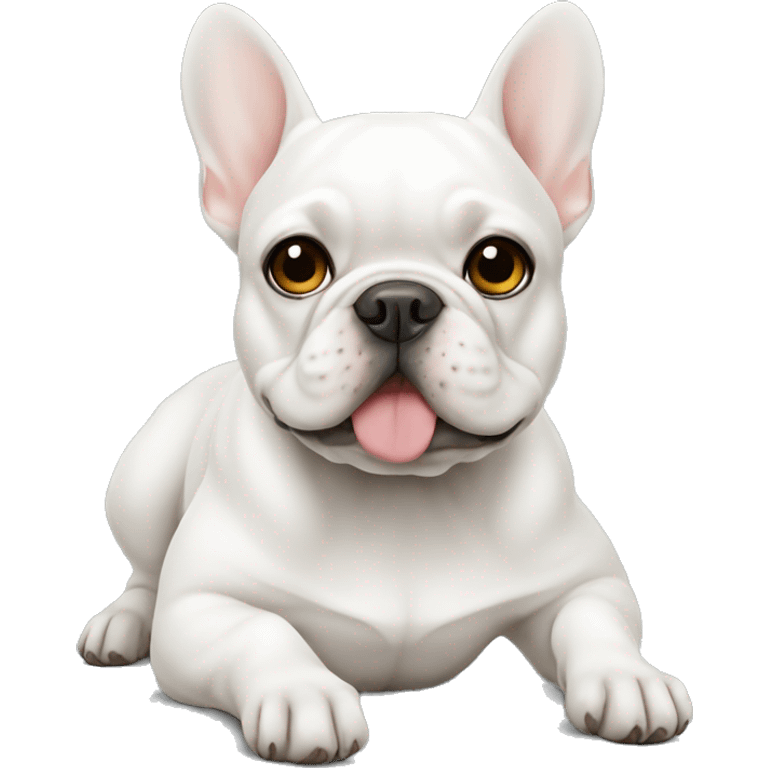 White Frenchie laying emoji