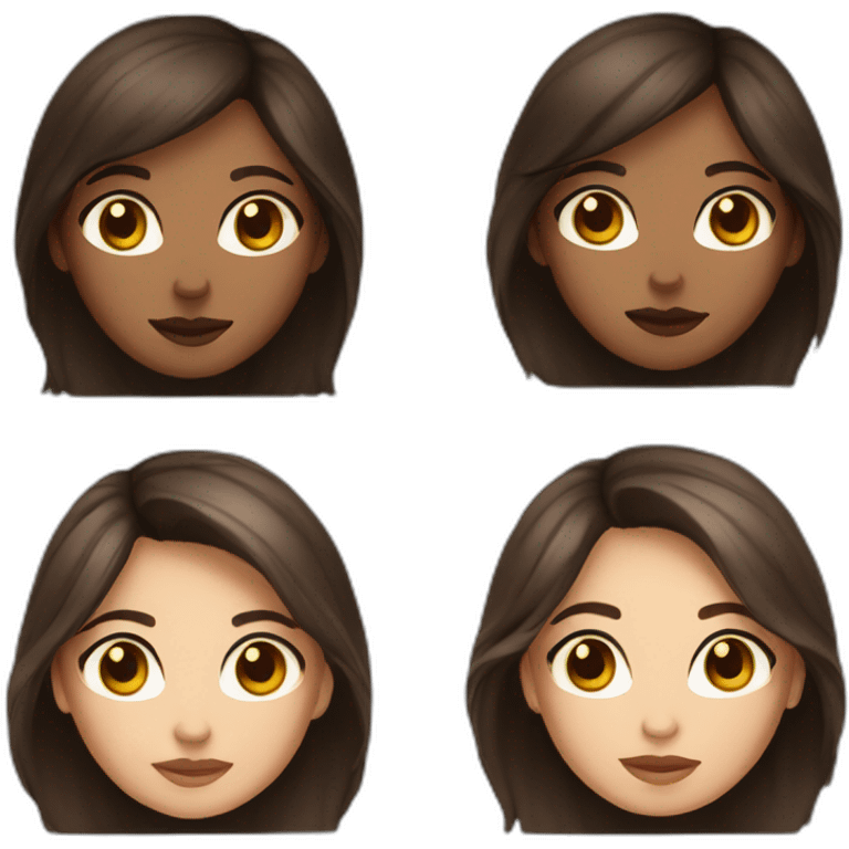 Brown hair woman with hazel eyes, dark hair woman with dark brown eyes emoji