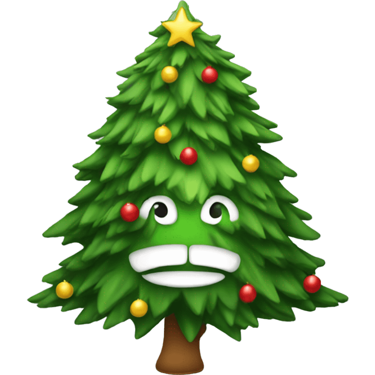 Christmas tree with face emoji