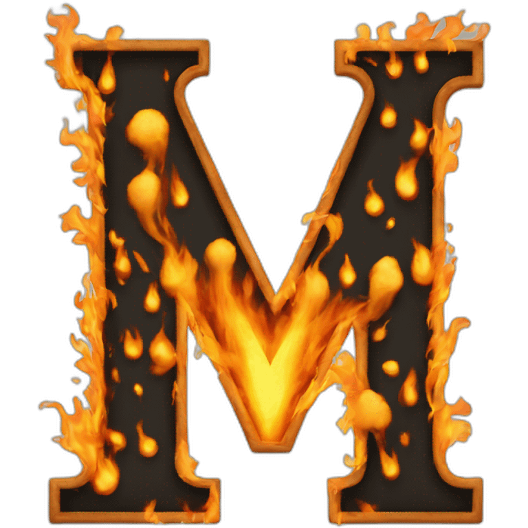 big letter M that is on fire emoji