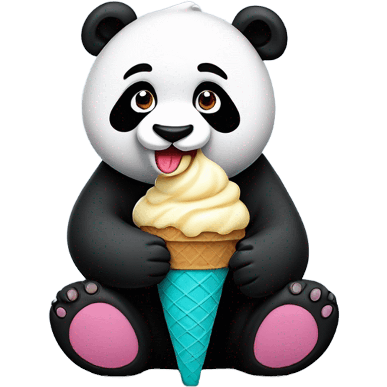 Panda eating ice cream emoji