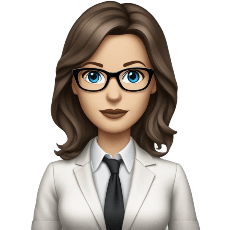 Lifelike Kate Beckinsale blue eyes wearing glasses in a business dress emoji