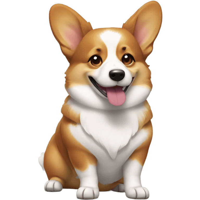 Tri colored corgi face winking emoji