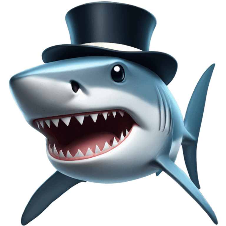 Shark with a top hat emoji