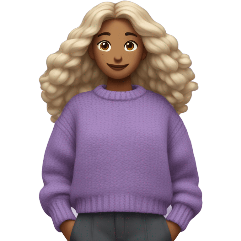 Purple cropped oversize wool sweater, isolated emoji