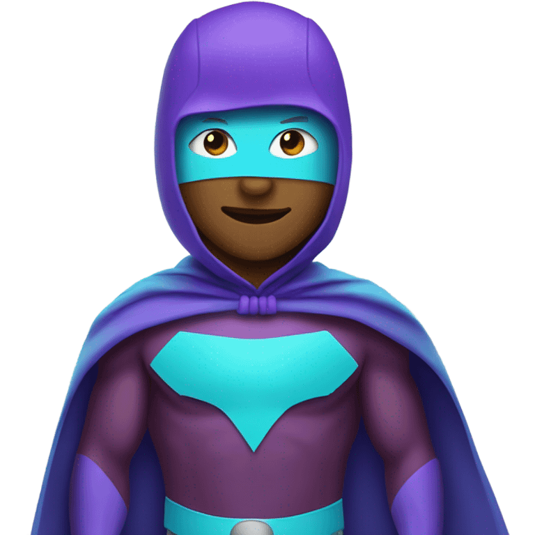 purple and cyan superhero in cape emoji