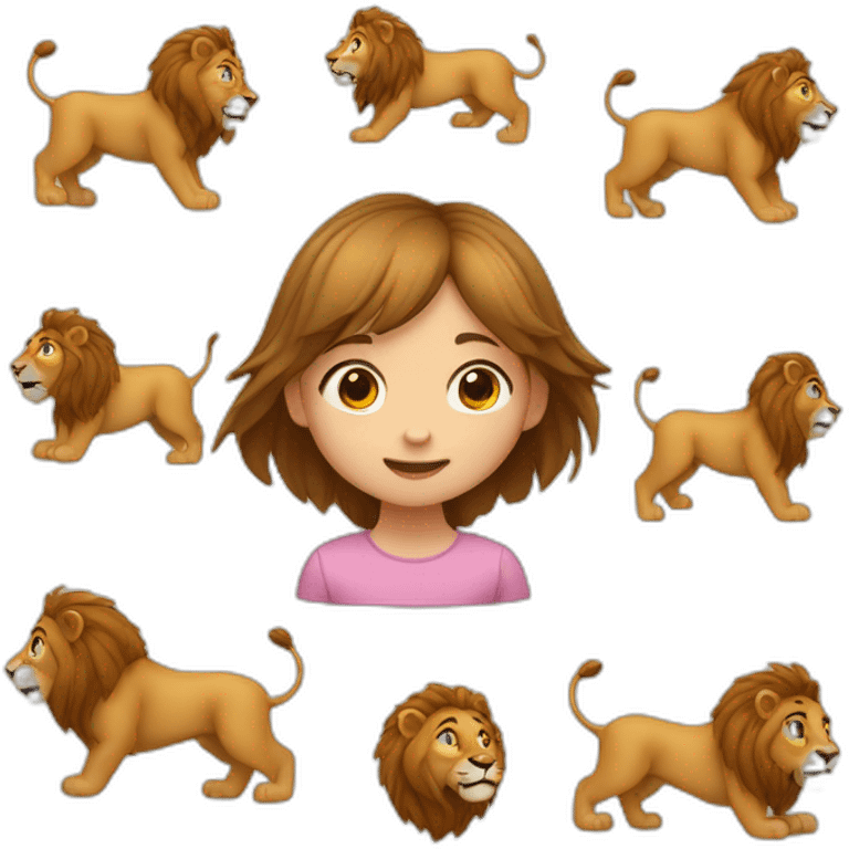 Petite fille qui pleure sur un lions  emoji