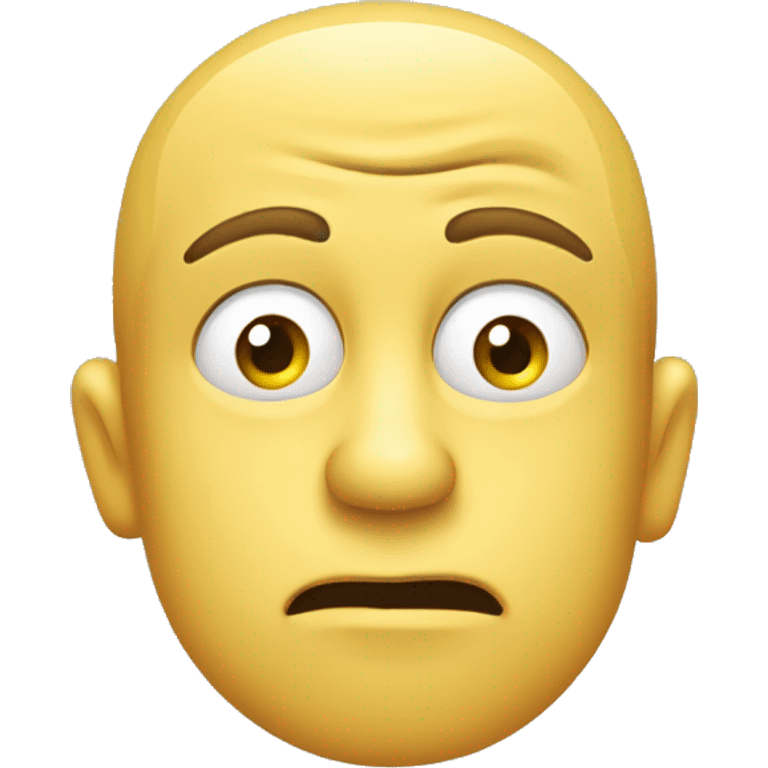 A yellow face with furrowed eyebrows looking upwards with thumb and index finger resting on its chin. Intended to show a person pondering or deep in thought emoji