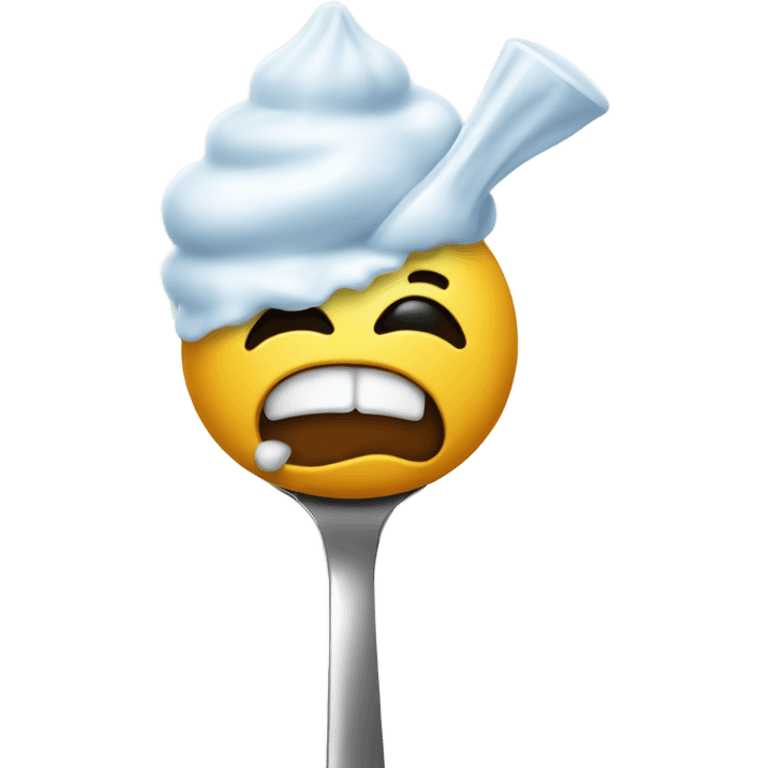 Crazy emoji snorting sugar off of a spoon emoji