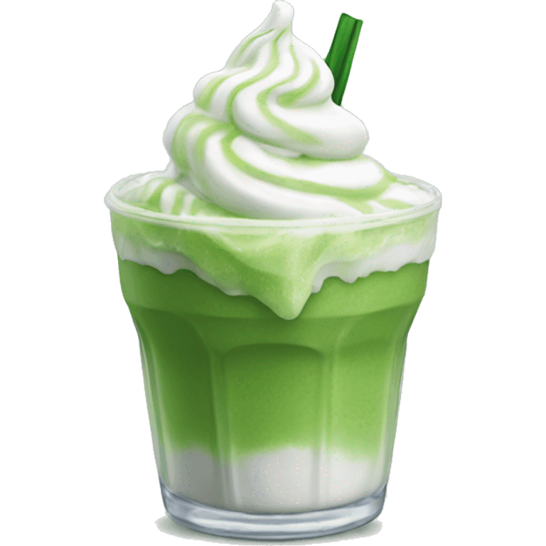 Iced matcha with whip cream emoji