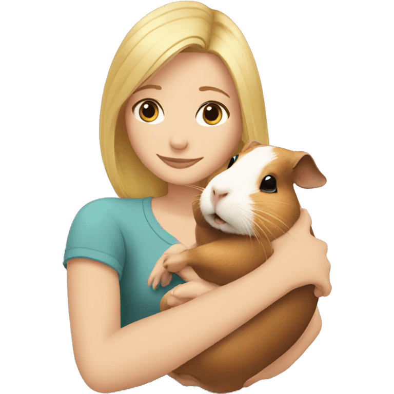 Blonde Woman hugging a guineapig emoji