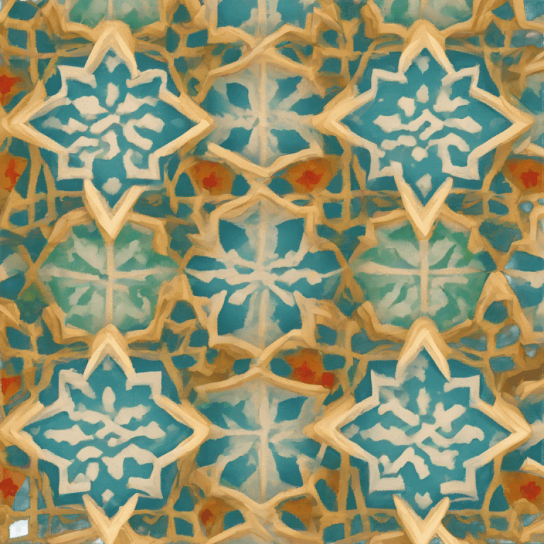 Tile that mimics the style of the Alhambra. Colorful geometric patterns that repeat. emoji