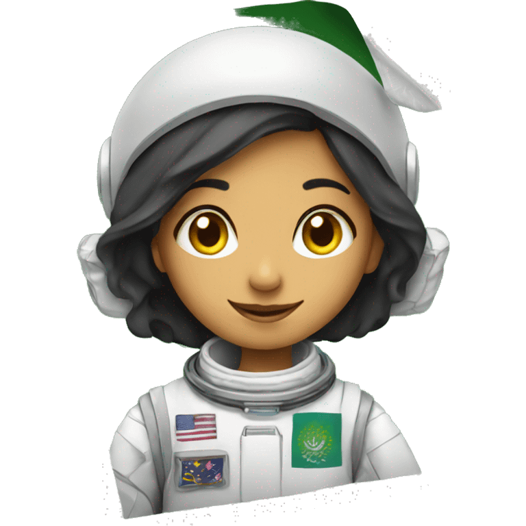 Saudi girl astronaut holding paper emoji