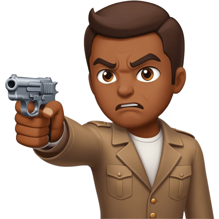 Angry man pointing fake gun straight ahead emoji