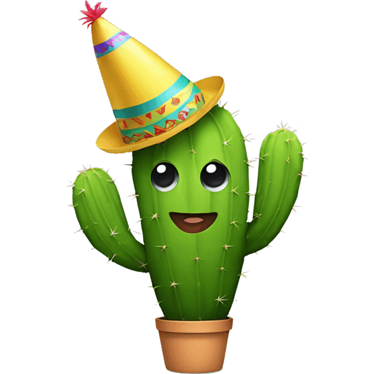 Cactus wearing a party hat emoji