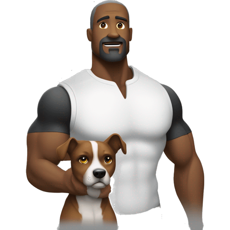 Un chien très musclé noir avec un corp humain emoji