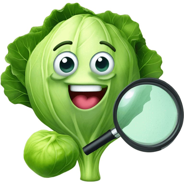 happy cabbage hold magnifying glass emoji