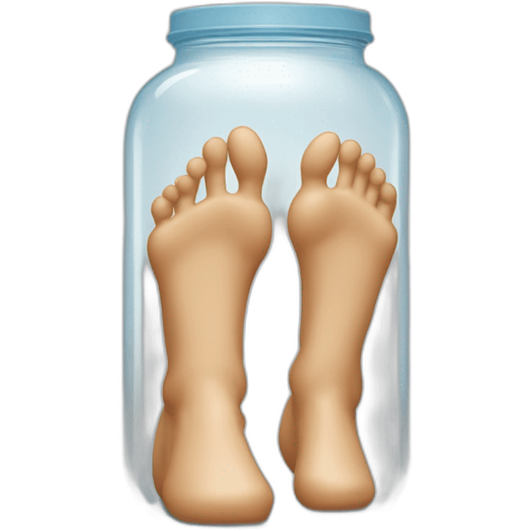 human legs standing on the floor with an ((empty transparent jar)) between them,outside,to the left and to the right,front view emoji