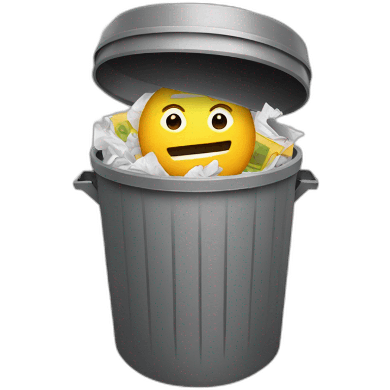 male emoji in a trash can emoji