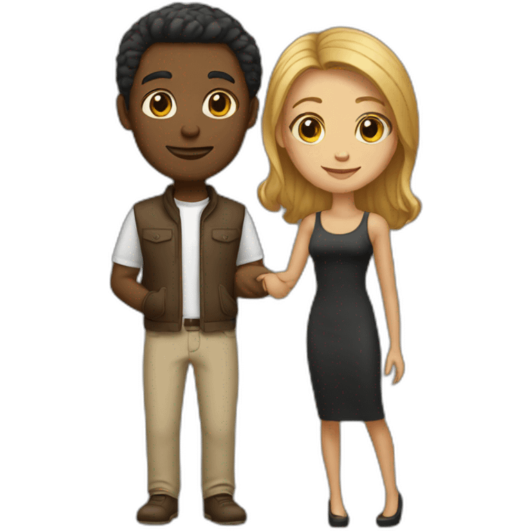 couple white man black woman cat emoji