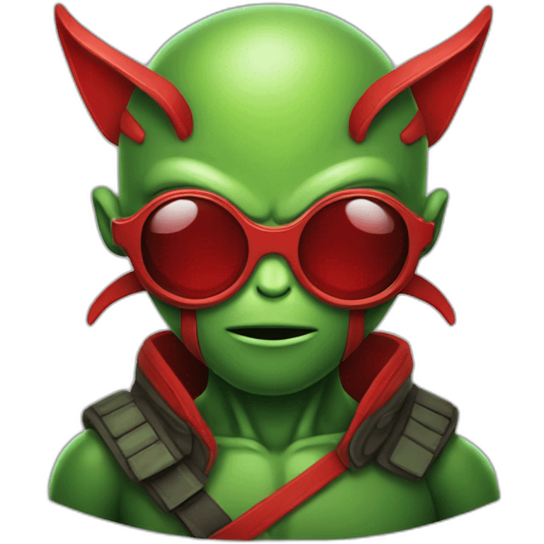 Green Alien ninja with red glasses emoji