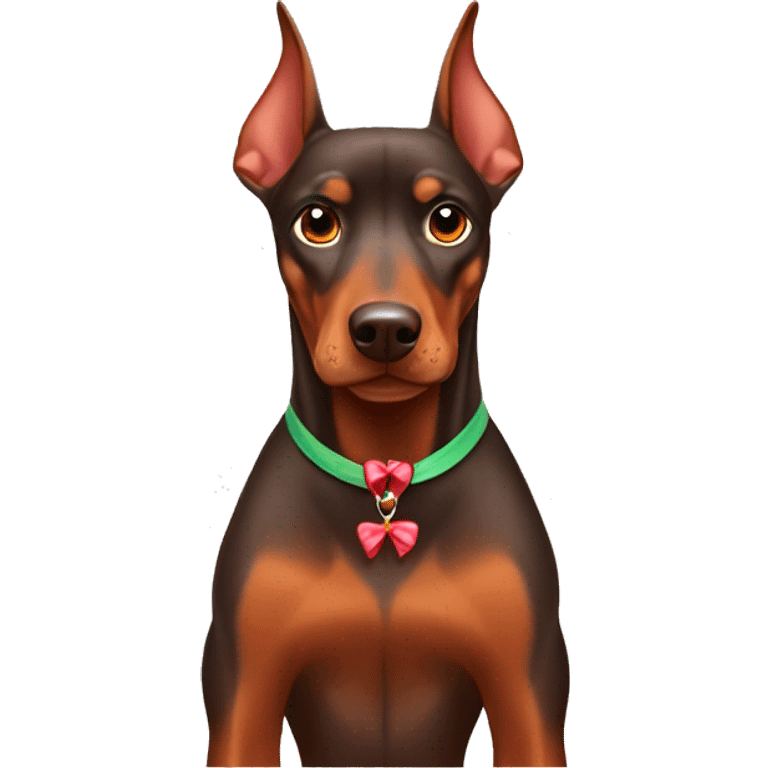 Red Doberman pinscher with bows emoji