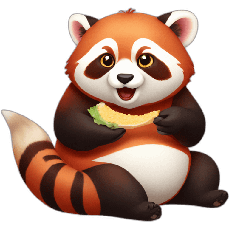 Fat red panda eating emoji