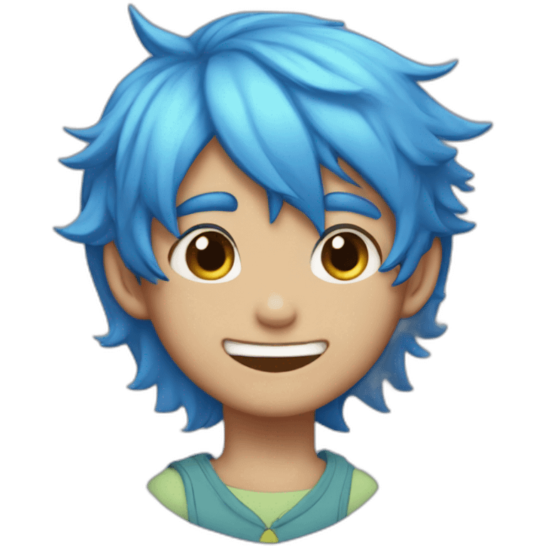 blushing blue haired catboy emoji