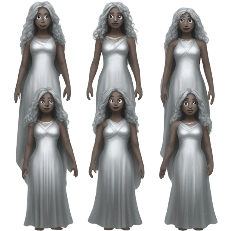 Pleiadians in silver dress, full figure emoji