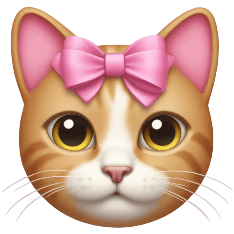 Pink cat with a bow in hair emoji