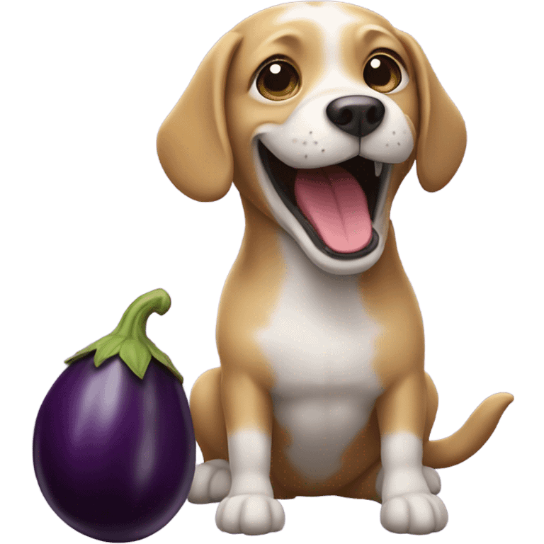 Dog with eggplant emoji