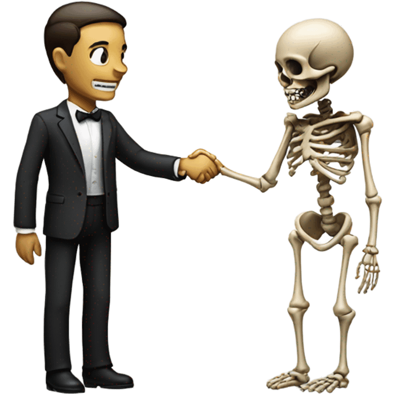 man shaking hands with death emoji