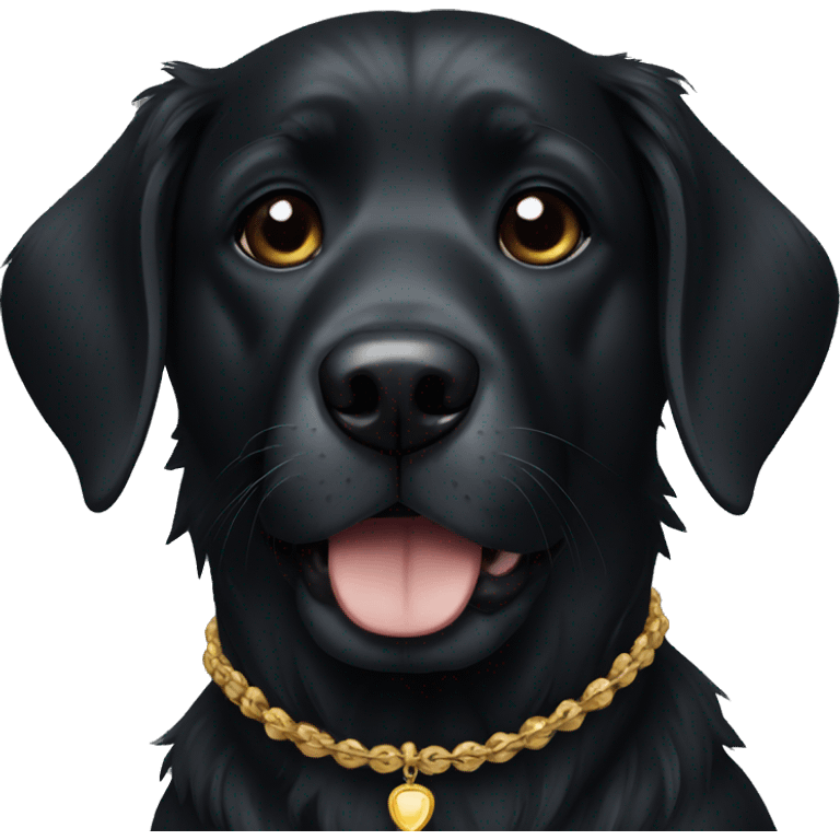 Black dog with necklace emoji