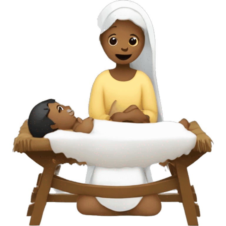 Nativity scene, baby on a manger emoji