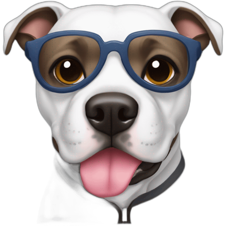 Black Staffy wearing sport clothes and glasses emoji