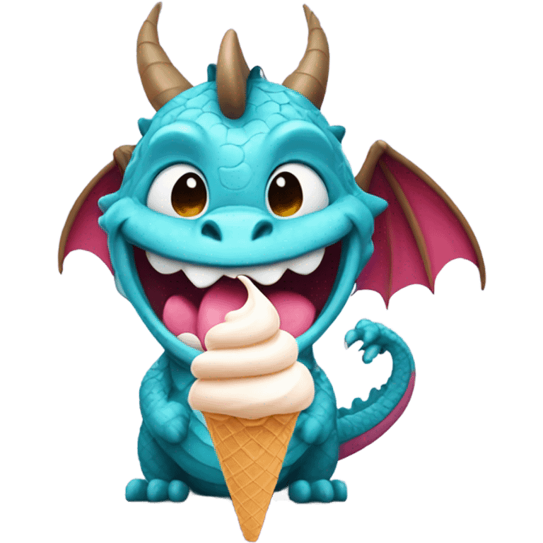 Dragon smiling with ice cream  emoji