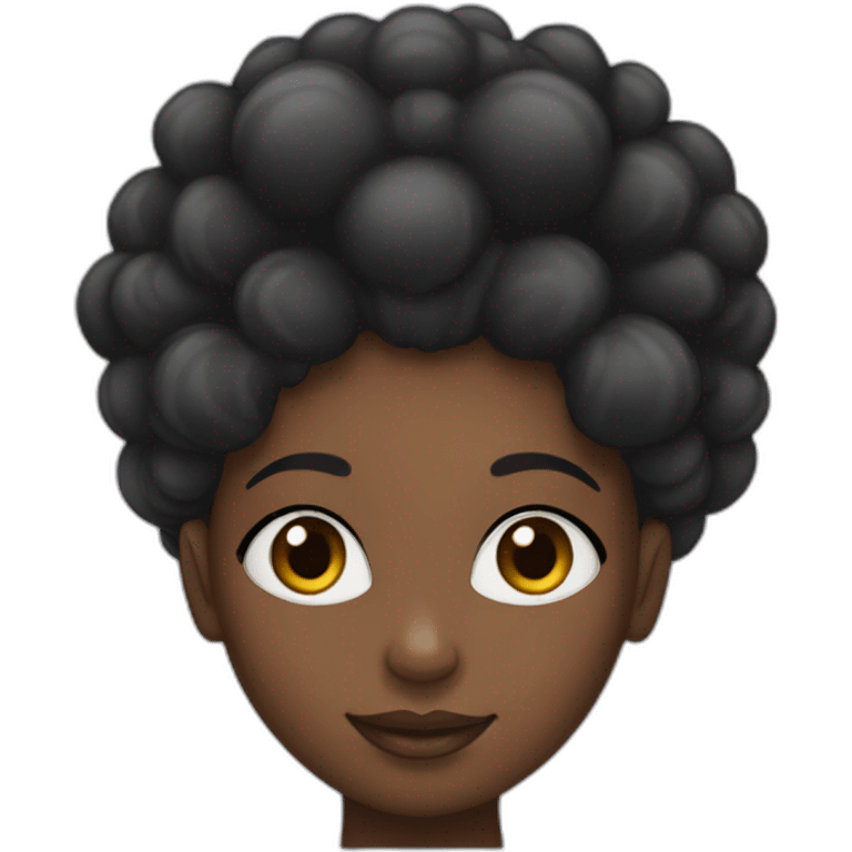 black girl with two afro hair puffs emoji