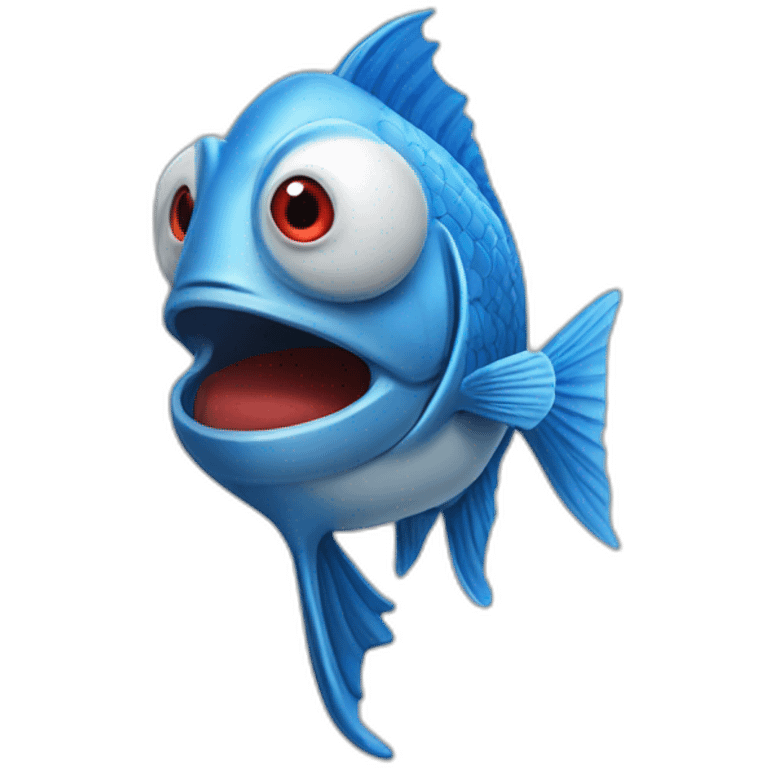 Poisson combatant rouge bleu blanc emoji