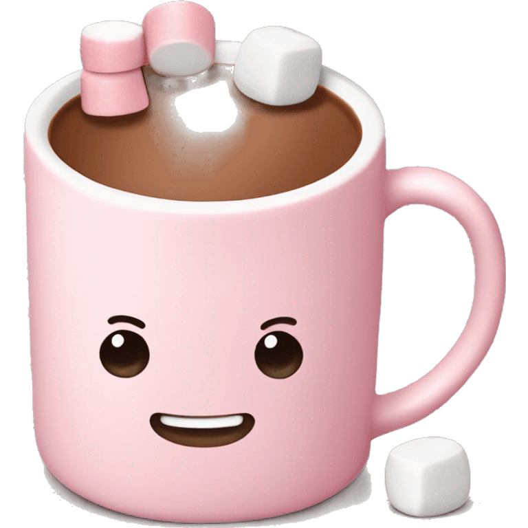 Light Pink mug of hot chocolate with marshmallows  emoji