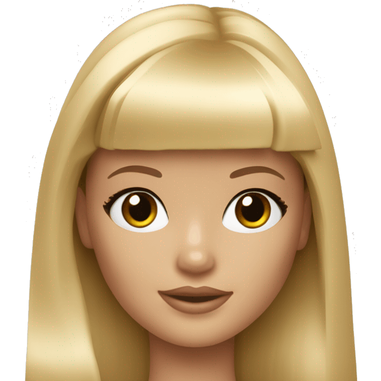 Blonde Barbie with bangs and long straight hair and hazel eyes emoji