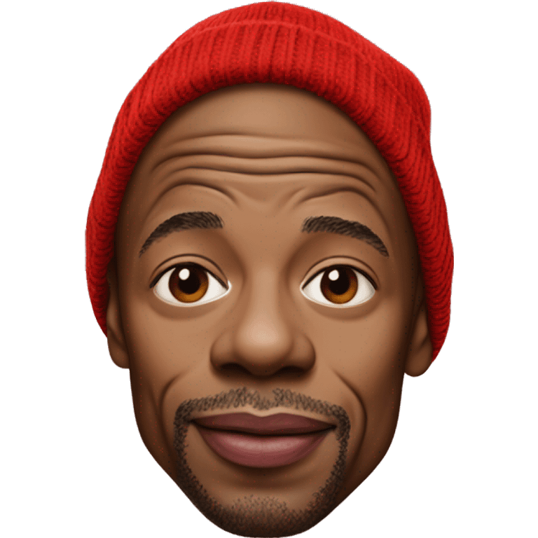 Dave Chapelle’s with red beanie and bright powdered color lips  emoji